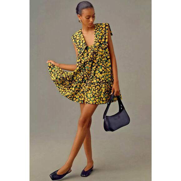 NWT Maeve Cottagecore Collared Poplin Swing Mini Dress Sz S - Picture 2 of 9